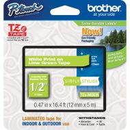 Brother TZeMQG35 Laminated Tape for P-Touch Labelers (White on Lime Green, 0.5