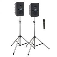 Anchor Audio GG-DP1-AIR-H Go Getter Portable Sound System Deluxe AIR Package 1 with One Wireless Handheld Microphone and Wireless Companion Speaker & Speaker Stands (1.9 GHz)