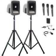 Anchor Audio MEGA-DP4-AIR HHHB MegaVox 2 Deluxe AIR PA, Wireless Companion Speaker, 2 Stands, 3 Wireless Handheld Mics, Wireless Bodypack with Lapel & Headset Mics