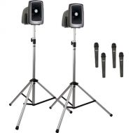 Anchor Audio MEGA-DP4-AIR-HHHH MegaVox 2 Deluxe AIR Package with Wireless Companion Speaker, 2 Stands & 4 Wireless Handheld Mics