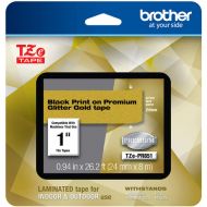 Brother Laminated Tape for P-Touch Label Makers (Black on Glitter Gold, 1