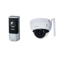 Dahua Technology DHI-DB11 2MP Wi-Fi Video Doorbell with N41BL13-W 4MP Outdoor Wi-Fi Network Dome Camera