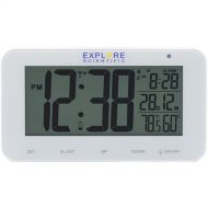 Explore Scientific Large Display Radio Controlled Alarm Clock (White)