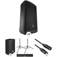 JBL Dual EON715 Powered Speaker Kit with Stands, Covers, Bag, and Cables