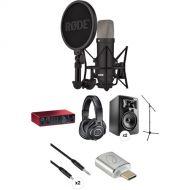 RODE NT1 Signature Series Microphone Studio Kit with Scarlett 2i2 Interface, Monitors & Accessories (Black)