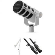 RODE PodMic 1-Person Podcasting Microphone Kit with Studio Boom Arm and XLR Cable (White)