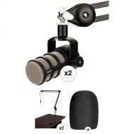 RODE PodMic 2-Person Dynamic Podcasting Microphone Kit with Cabled Broadcast Arms and Windscreens