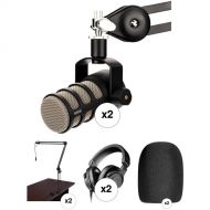 RODE PodMic Dynamic Podcasting Microphone Kit with 2 Broadcast Arms, 2 Headphones & 2 Mics