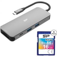 Silicon Power SR30 8-in-1 Docking Station and 16GB Superior Pro UHS-I SDHC Memory Card 5-Pack Kit