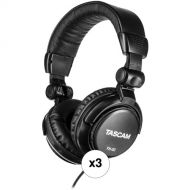 TASCAM TH-02 Studio Headphones (Black, 3-Pack)