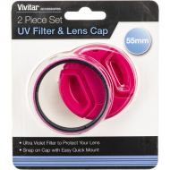 Vivitar 55mm UV Filter and Snap-On Lens Cap (Pink)