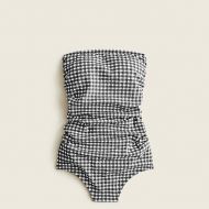 Jcrew Gingham ruched bandeau one-piece swimsuit