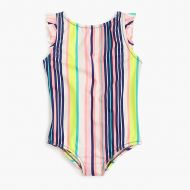 Jcrew Girls flutter-sleeve one-piece swimsuit in pink stripe