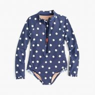 Jcrew Girls long-sleeve one-piece swimsuit in polka dots