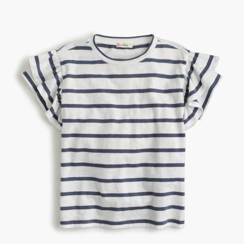 제이크루 Jcrew Girls flutter-sleeve T-shirt in stripes