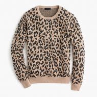 Jcrew Merino crewneck sweatshirt in leopard