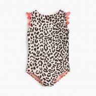 Jcrew Girls flutter-sleeve one-piece swimsuit in leopard