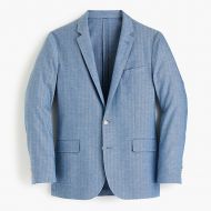 Jcrew Ludlow Slim-fit unstructured suit jacket in blue herringbone cotton-linen