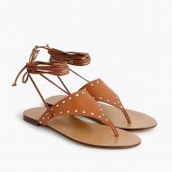 Jcrew Ankle-tie thong sandals in studded leather