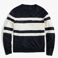 Jcrew Cotton-linen crewneck sweater in heather multistripe