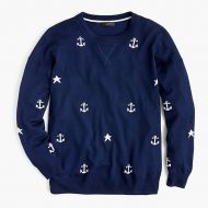 Jcrew Merino wool crewneck sweater in anchors and stars