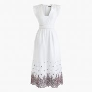 Jcrew Point Sur embroidered flutter-sleeve midi dress