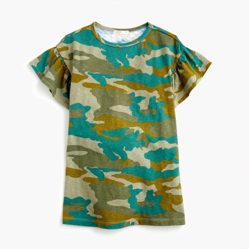 제이크루 Jcrew Girls ruffle-sleeve T-shirt dress in camo