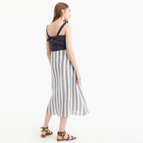 제이크루 Jcrew Point Sur tie-waist skirt in nautical striped linen