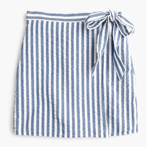 제이크루 Jcrew Textured wrap mini skirt in stripe