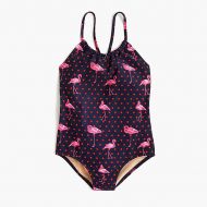 Jcrew Girls one-piece swimsuit in flamingo dots