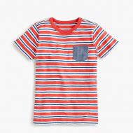 Jcrew Boys striped chambray-pocket T-shirt in slub cotton