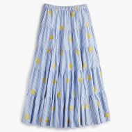 Jcrew Embroidered pineapple midi skirt