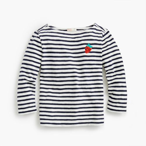 제이크루 Jcrew Madewell X crewcuts kids strawberry embroidered striped T-shirt