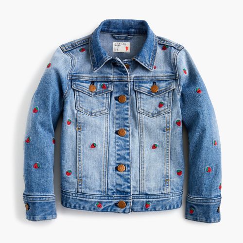 제이크루 Jcrew Girls Madewell X crewcuts strawberry embroidered jean jacket