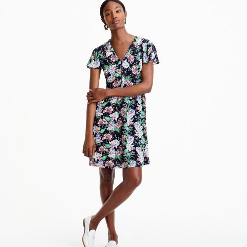 제이크루 Jcrew Short-sleeve button-front dress in island floral